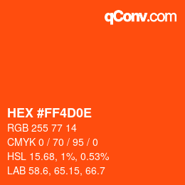 Color code: HEX #FF4D0E | qconv.com