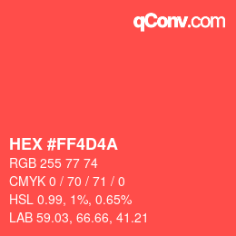 Farbcode: HEX #FF4D4A | qconv.com