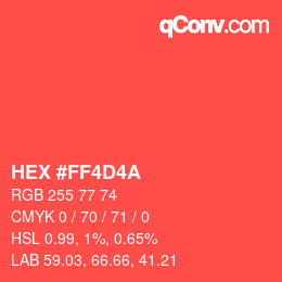 カラーコード: HEX #FF4D4A | qconv.com