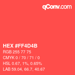 Farbcode: HEX #FF4D4B | qconv.com