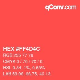 Farbcode: HEX #FF4D4C | qconv.com