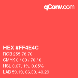 Color code: HEX #FF4E4C | qconv.com