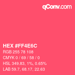 Color code: HEX #FF4E6C | qconv.com