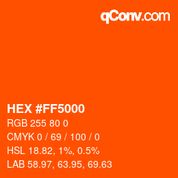 颜色代码: HEX #FF5000 | qconv.com