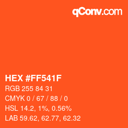 Color code: HEX #FF541F | qconv.com