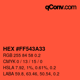 Código de color: HEX #FF543A33 | qconv.com