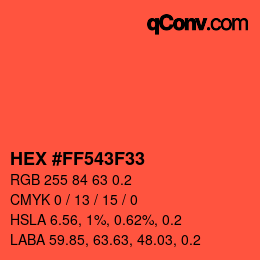 カラーコード: HEX #FF543F32 | qconv.com