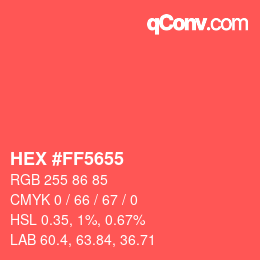 カラーコード: HEX #FF5655 | qconv.com