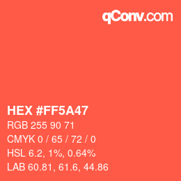 Color code: HEX #FF5A47 | qconv.com