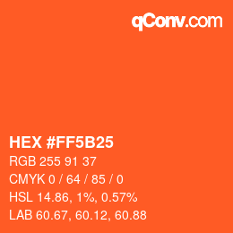 颜色代码: HEX #FF5B25 | qconv.com