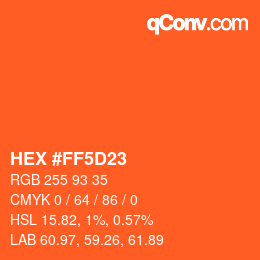 Color code: HEX #FF5D23 | qconv.com