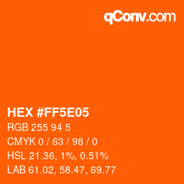 Código de color: HEX #FF5E05 | qconv.com