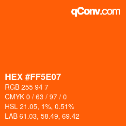 Farbcode: HEX #FF5E07 | qconv.com