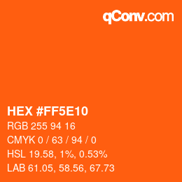 Código de color: HEX #FF5E10 | qconv.com