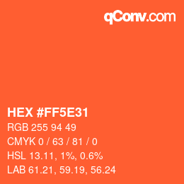 Color code: HEX #FF5E31 | qconv.com