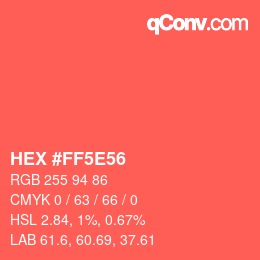 Color code: HEX #FF5E56 | qconv.com