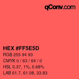 Color code: HEX #FF5E5D | qconv.com