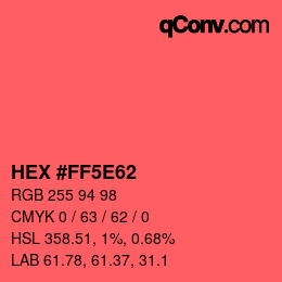 Farbcode: HEX #FF5E62 | qconv.com