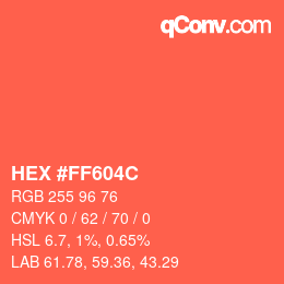 Color code: HEX #FF604C | qconv.com