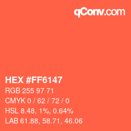 颜色代码: HEX #FF6147 | qconv.com