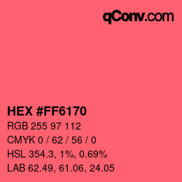 Color code: HEX #FF6170 | qconv.com
