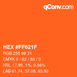 Color code: HEX #FF621F | qconv.com