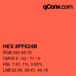 Color code: HEX #FF624B | qconv.com