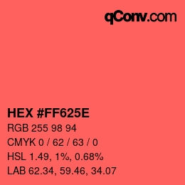 Color code: HEX #FF625E | qconv.com