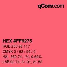 Color code: HEX #FF6275 | qconv.com