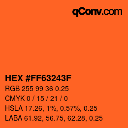 Código de color: HEX #FF63243F | qconv.com