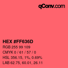 Color code: HEX #FF636D | qconv.com