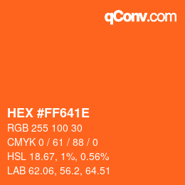 Color code: HEX #FF641E | qconv.com