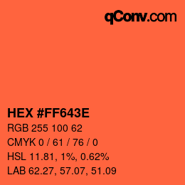Color code: HEX #FF643E | qconv.com