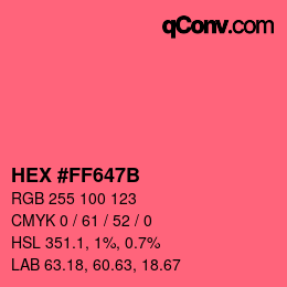 Color code: HEX #FF647B | qconv.com