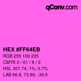 Color code: HEX #FF64EB | qconv.com