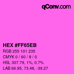 Color code: HEX #FF65EB | qconv.com