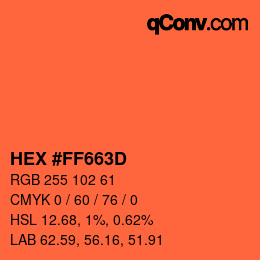 Color code: HEX #FF663D | qconv.com