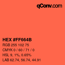 颜色代码: HEX #FF664B | qconv.com