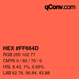 カラーコード: HEX #FF664D | qconv.com