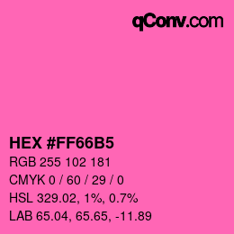 Color code: HEX #FF66B5 | qconv.com