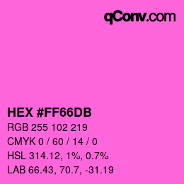 Color code: HEX #FF66DB | qconv.com