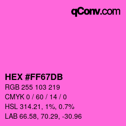 カラーコード: HEX #FF67DB | qconv.com