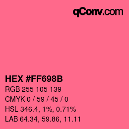 Color code: HEX #FF698B | qconv.com