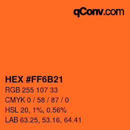 颜色代码: HEX #FF6B21 | qconv.com