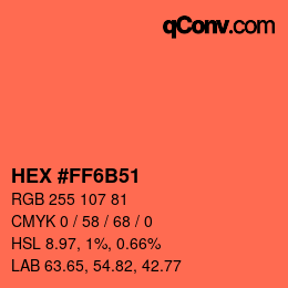 Color code: HEX #FF6B51 | qconv.com