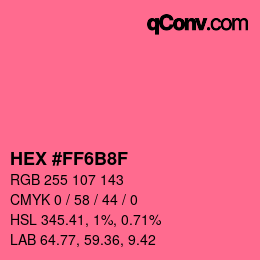 Color code: HEX #FF6B8F | qconv.com