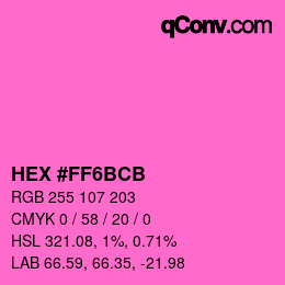 Color code: HEX #FF6BCB | qconv.com