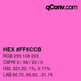 Color code: HEX #FF6CCB | qconv.com