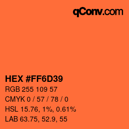颜色代码: HEX #FF6D39 | qconv.com