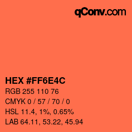 Color code: HEX #FF6E4C | qconv.com